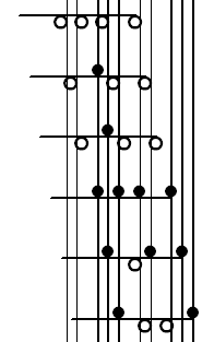 Traditional Klavarskribo notation for 7-5 keyboard (example 1)