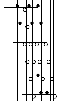 Traditional Klavarskribo notation for 7-5 keyboard (example 2)